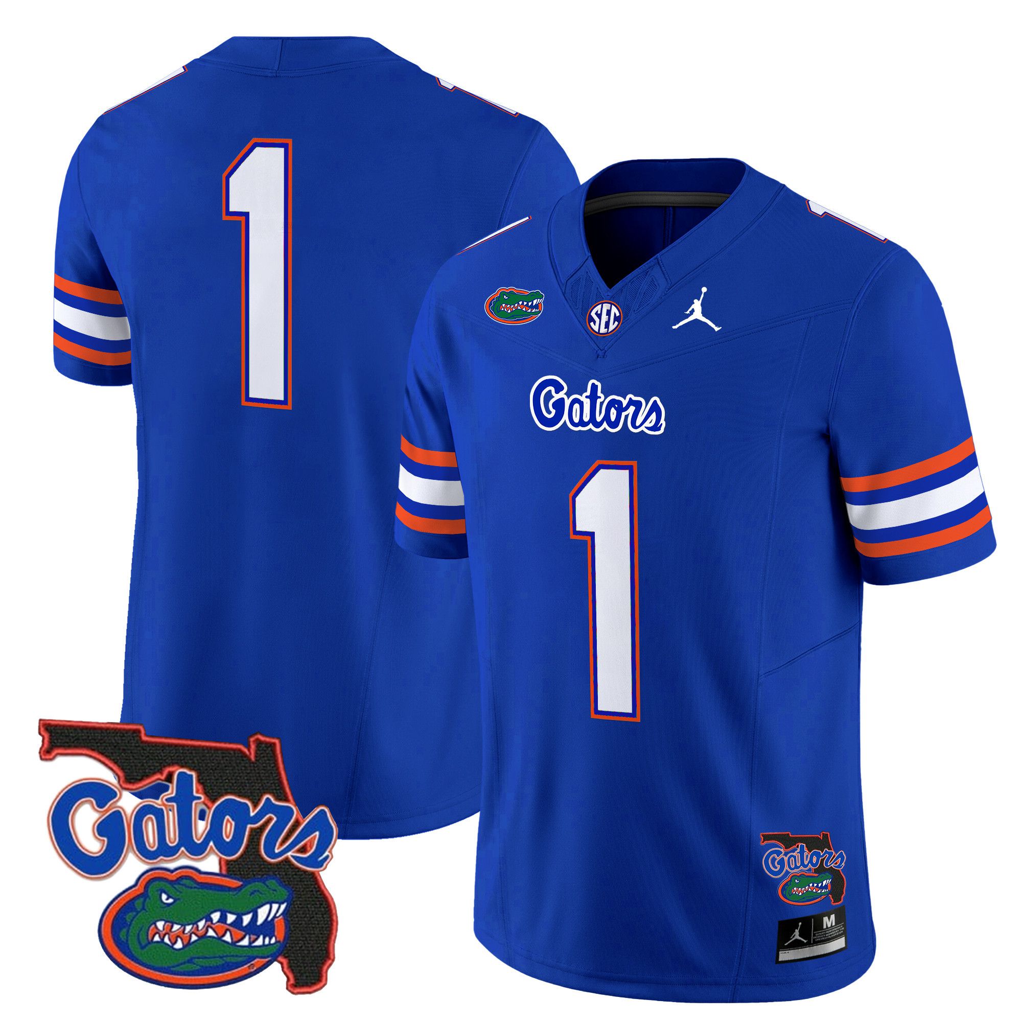 Men Florida Gators #1 No Name Blue 2024 Florida Patch Vapor Limited NCAA Jersey style 1